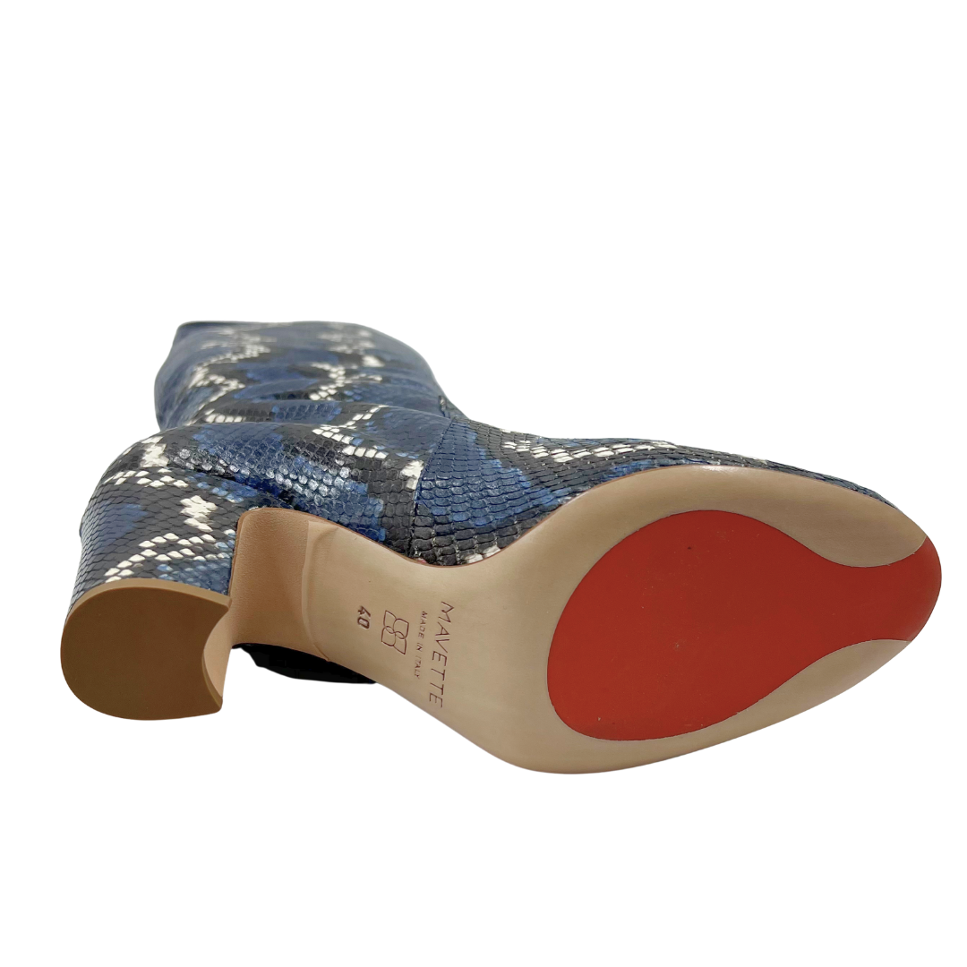 Mavette 10 40 Blue/White Python Skin Boots