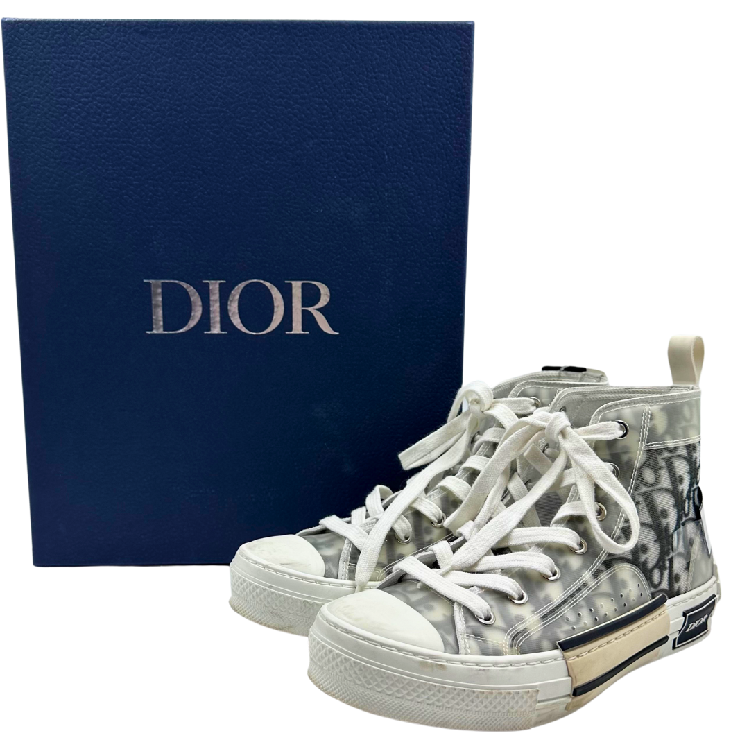 Dior 37.5 Black/White B23 High Top Logo Oblique Sneakers