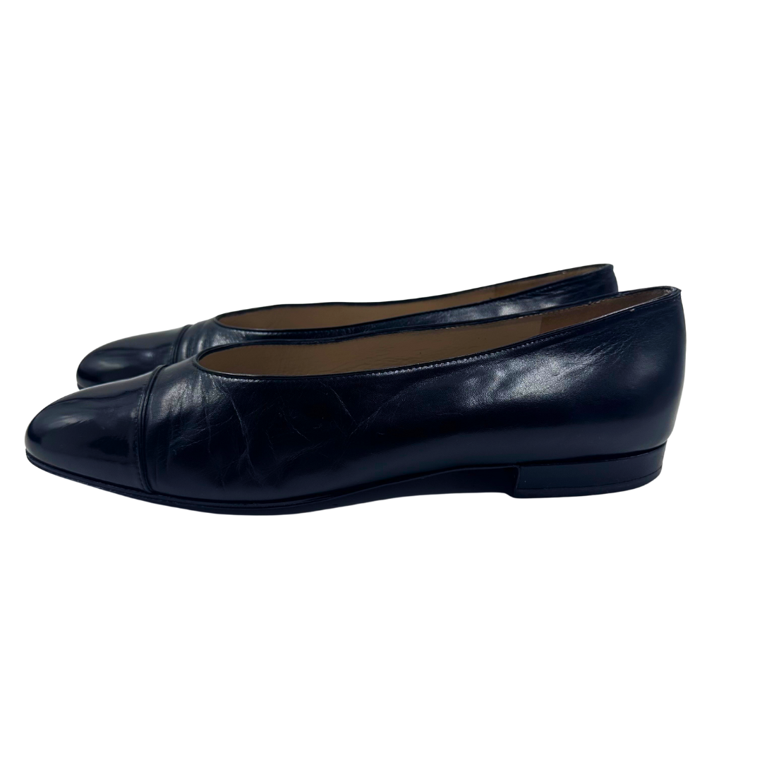Chanel Black Leather Flats