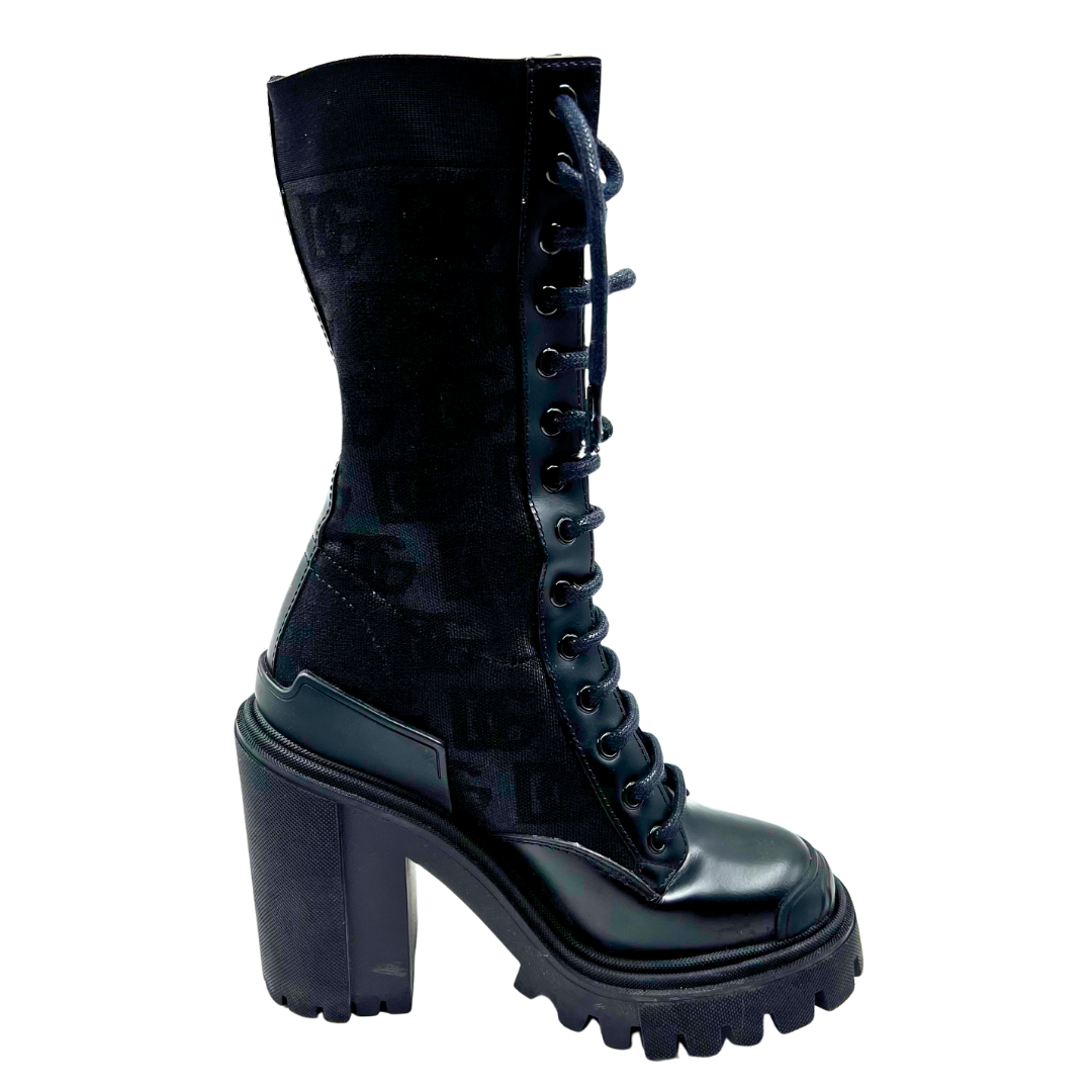 Dolce & Gabbana 5.5 35.5 Black Leather Boots