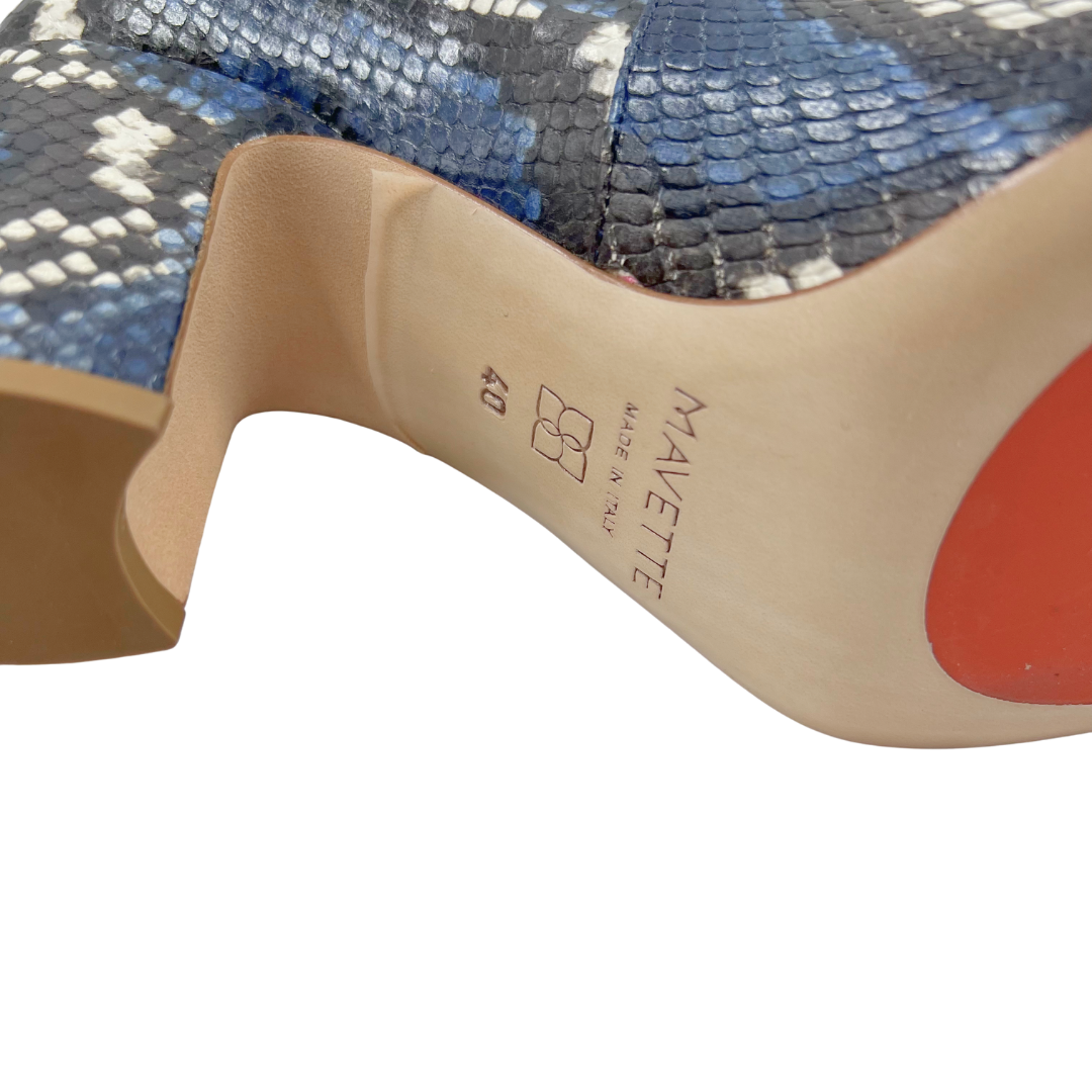 Mavette 10 40 Blue/White Python Skin Boots