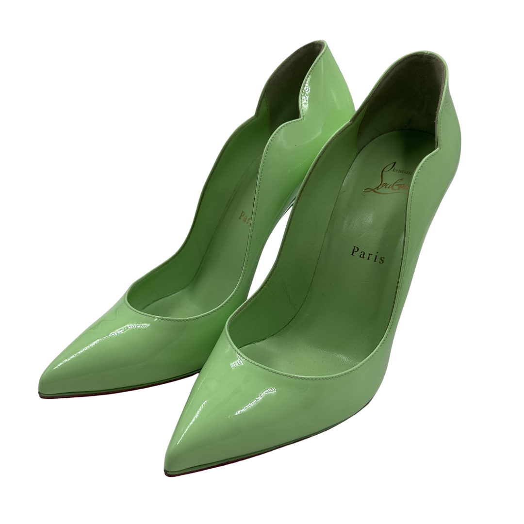 Louboutin 39.5 Lime Green Patent Leather Heels