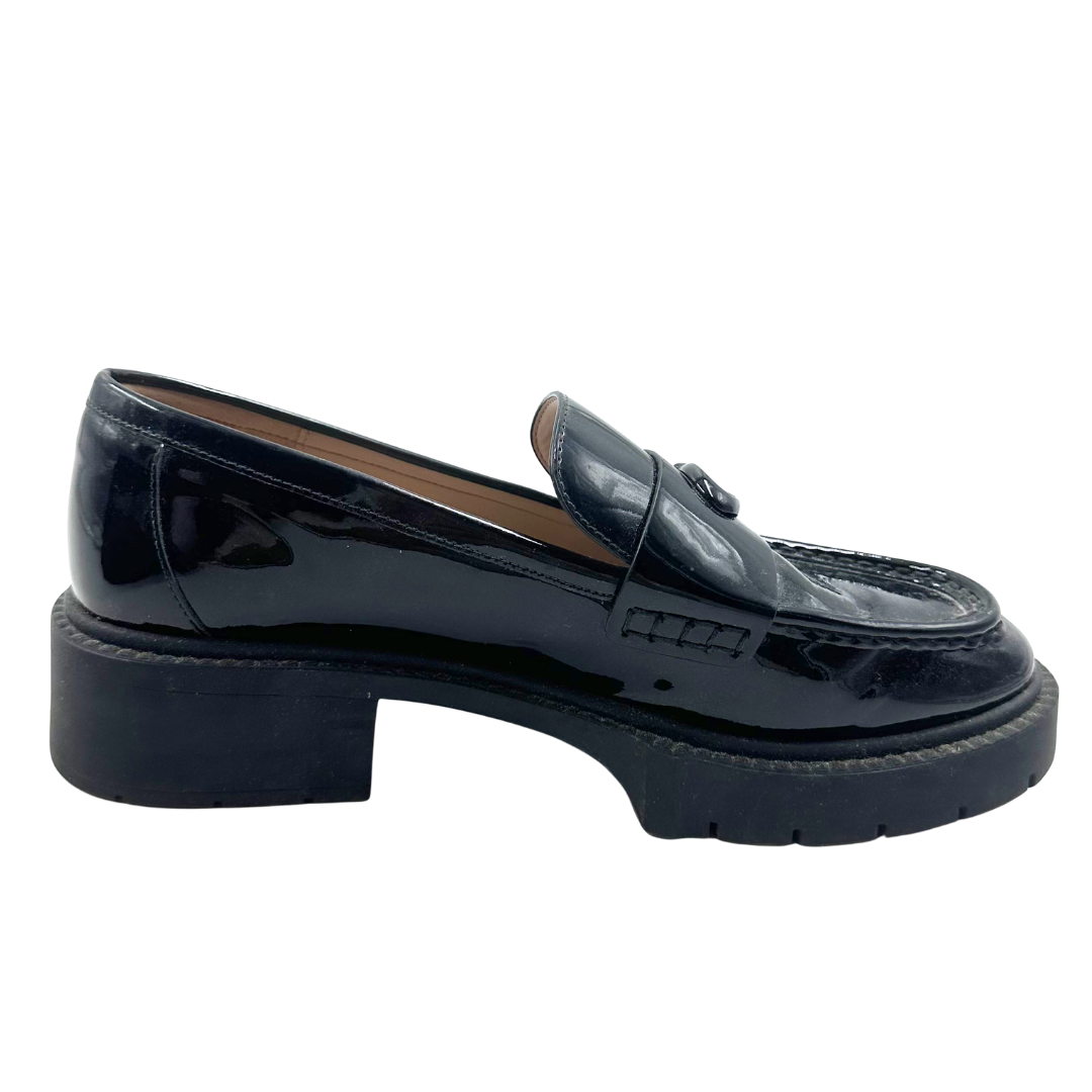 Coach 9 39.5 Black Patent Leather Loafers