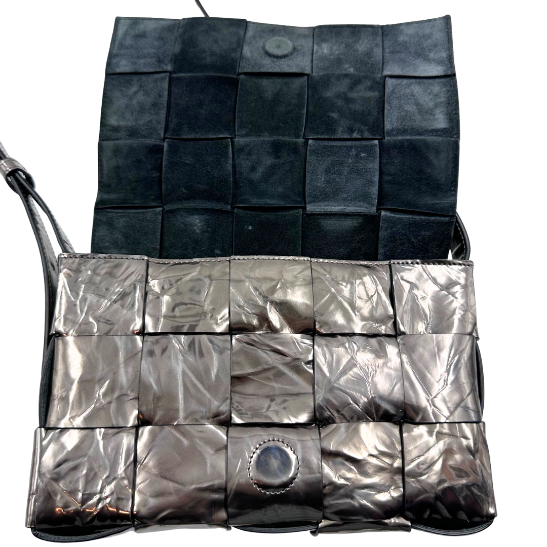 Bottega Veneta Intrecciato Patent Leather Cassette Crossbody