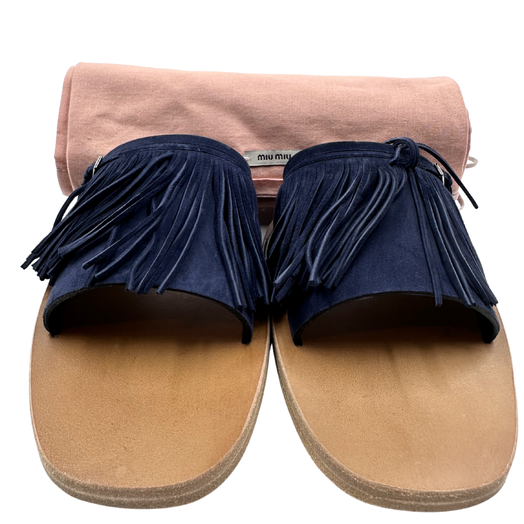 Miu Miu 8 38 Navy Suede Slides