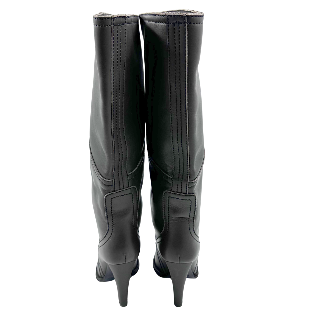 YSL 7.5 37.5 Green Leather Boots