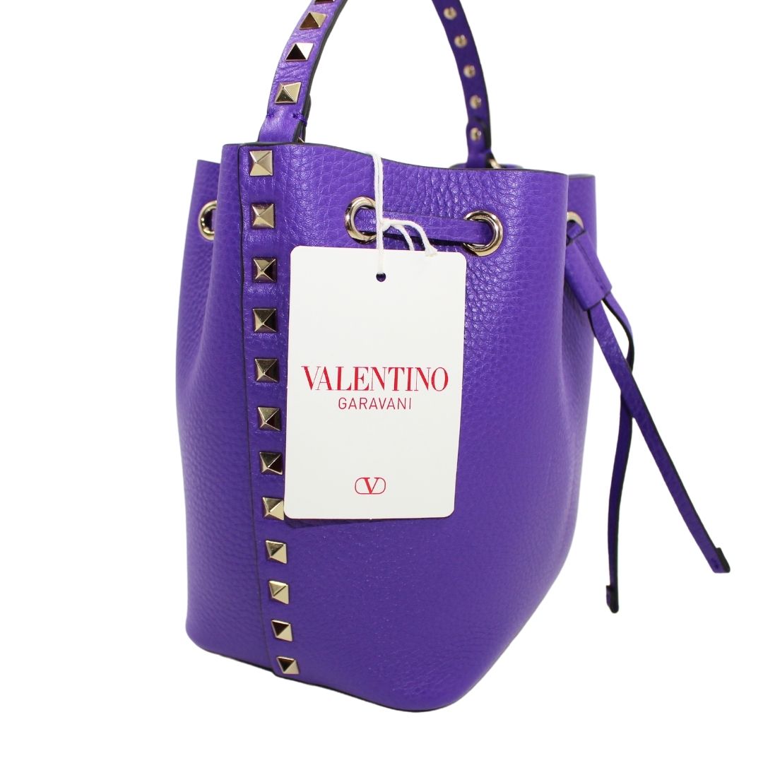 Valentino Rockstud Grainy Calfskin Bucket Bag