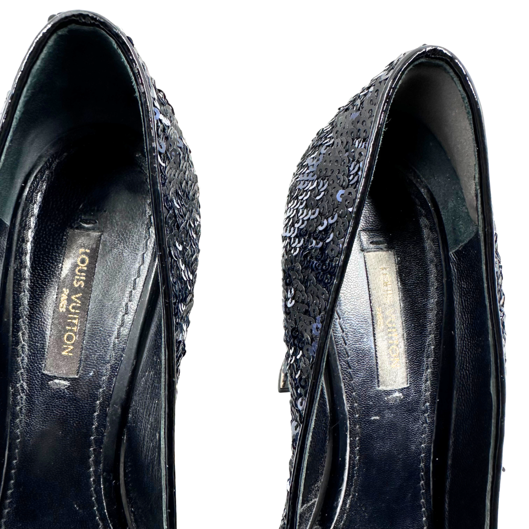 Louis Vuitton 7.5 37.5 Blue Sequins Heels