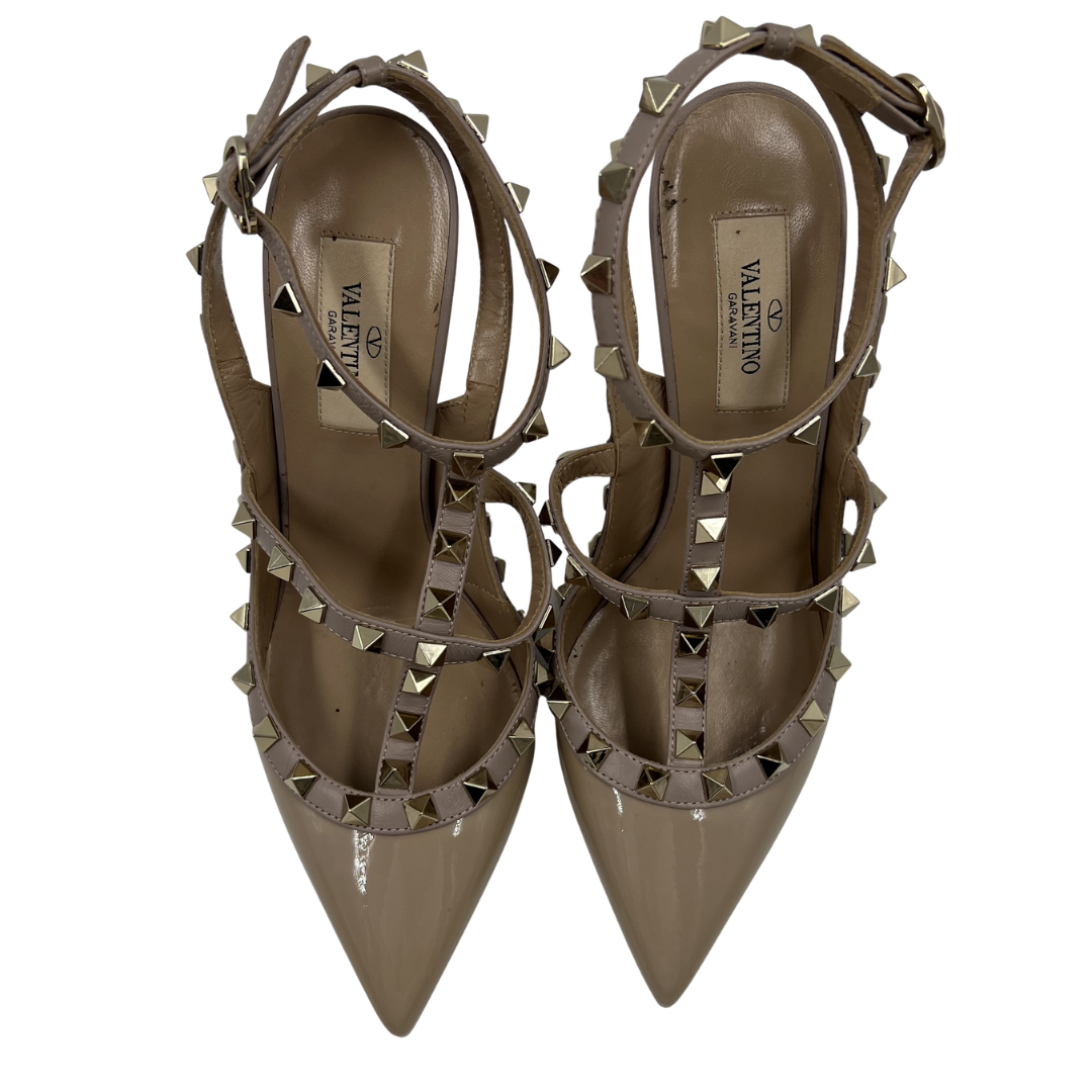 Valentino 6.5/7 37 Tan Patent Leather Heels