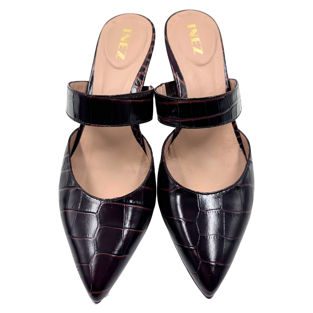 INEZ 8.5 Brown Leather Heels