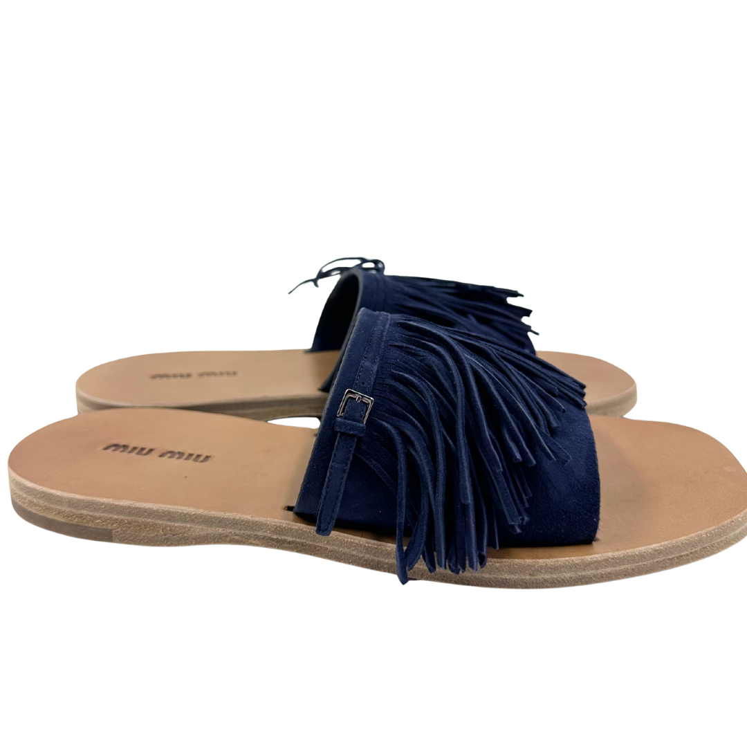 Miu Miu 8 38 Navy Suede Slides