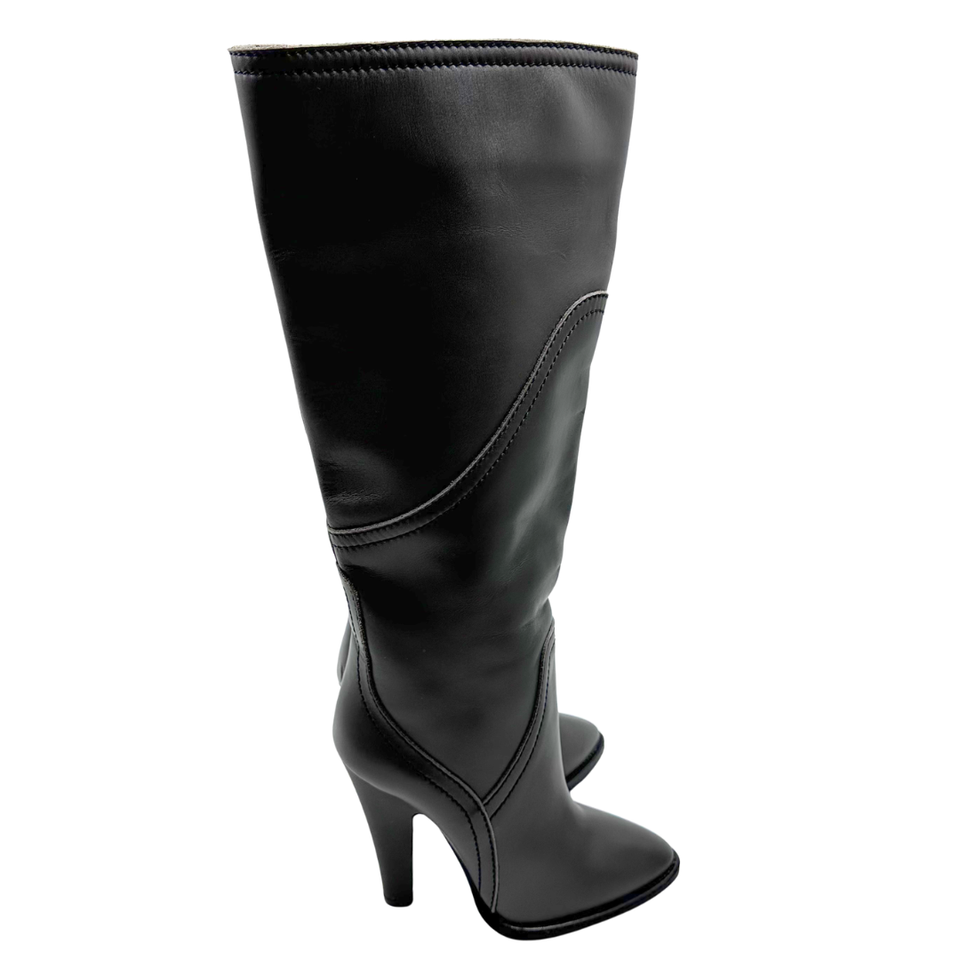 YSL 7.5 37.5 Green Leather Boots