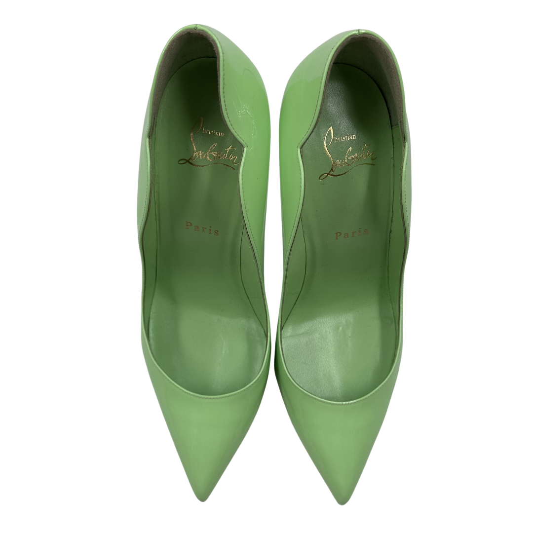 Louboutin 39.5 Lime Green Patent Leather Heels