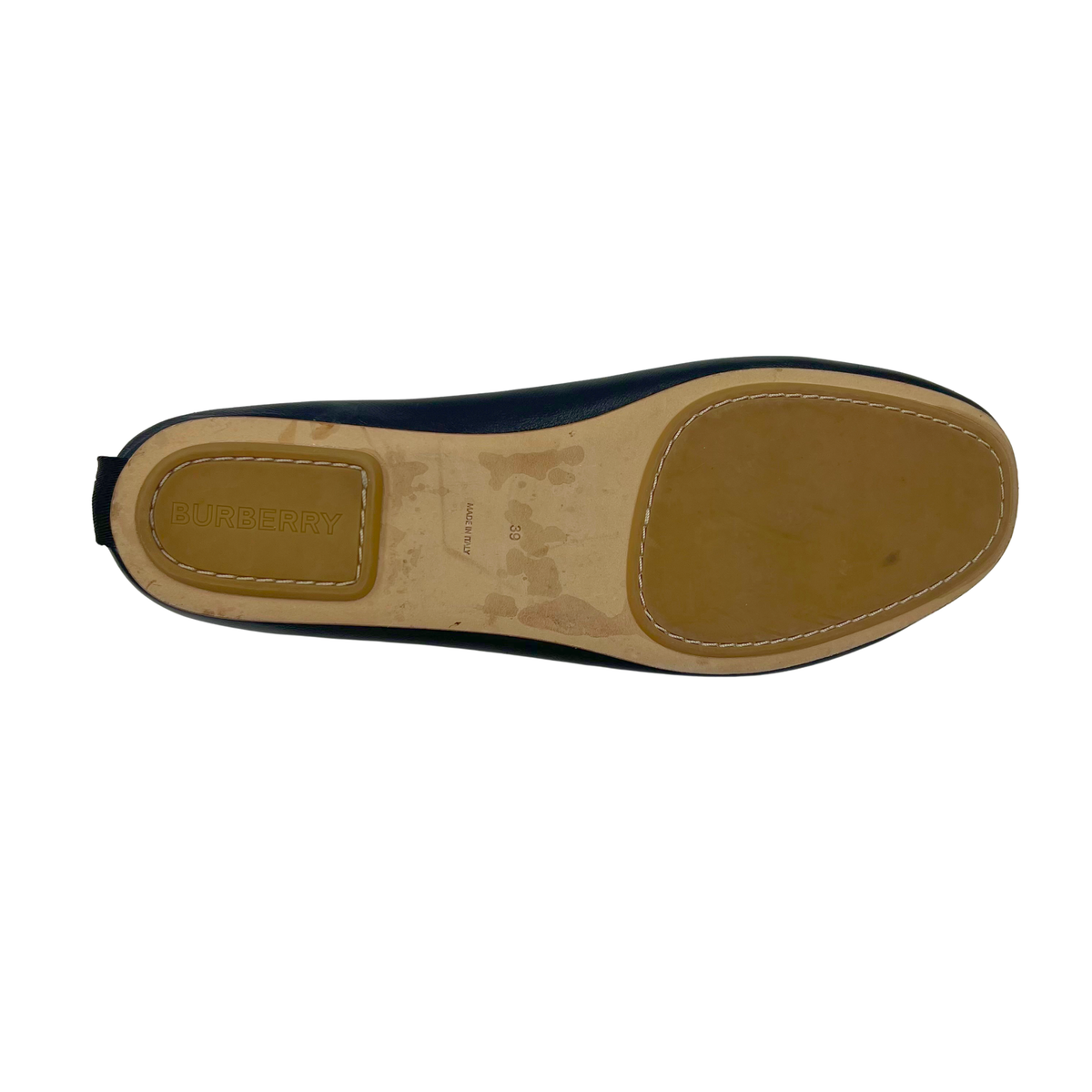 Burberry 8 39 Black Leather Ballet Flat