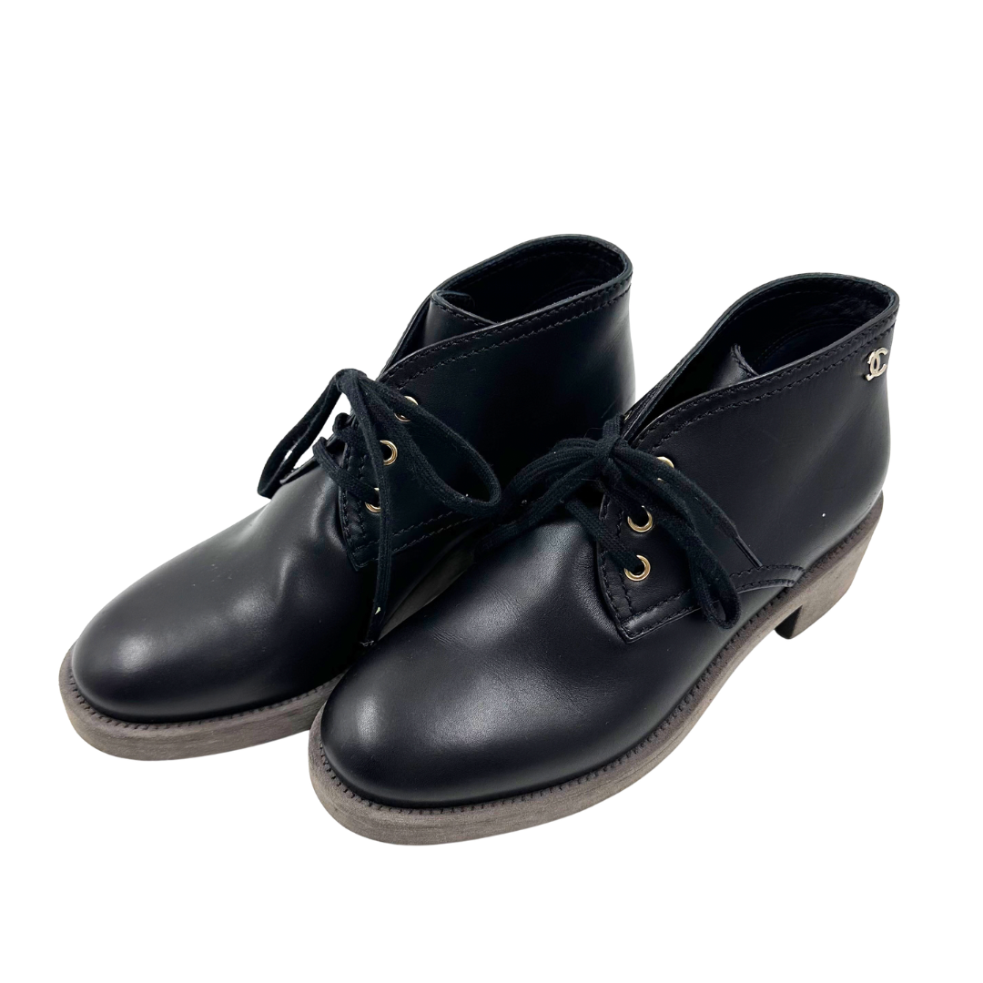 Chanel 40 Black Leather Boots