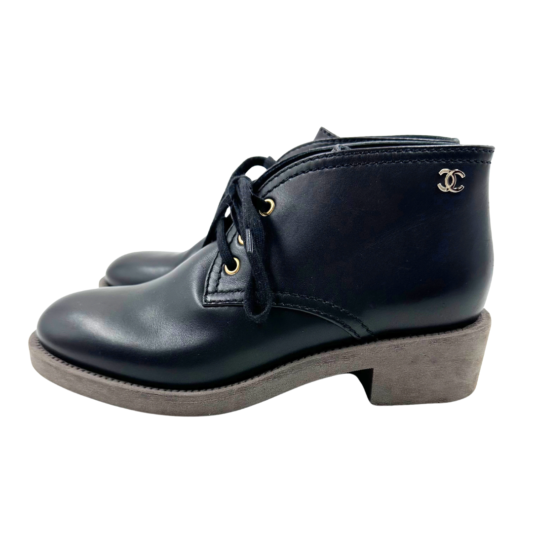Chanel 40 Black Leather Boots