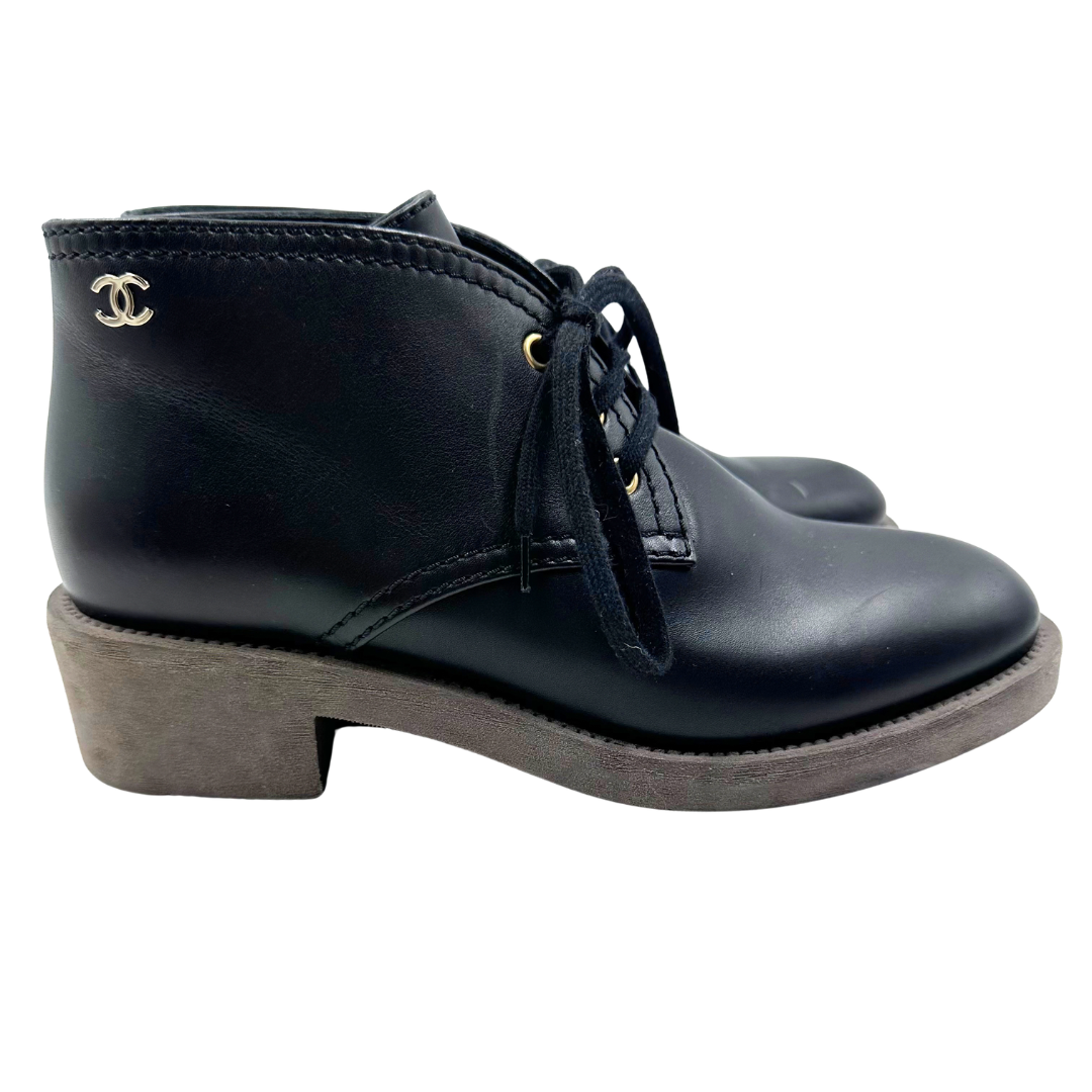 Chanel 40 Black Leather Boots
