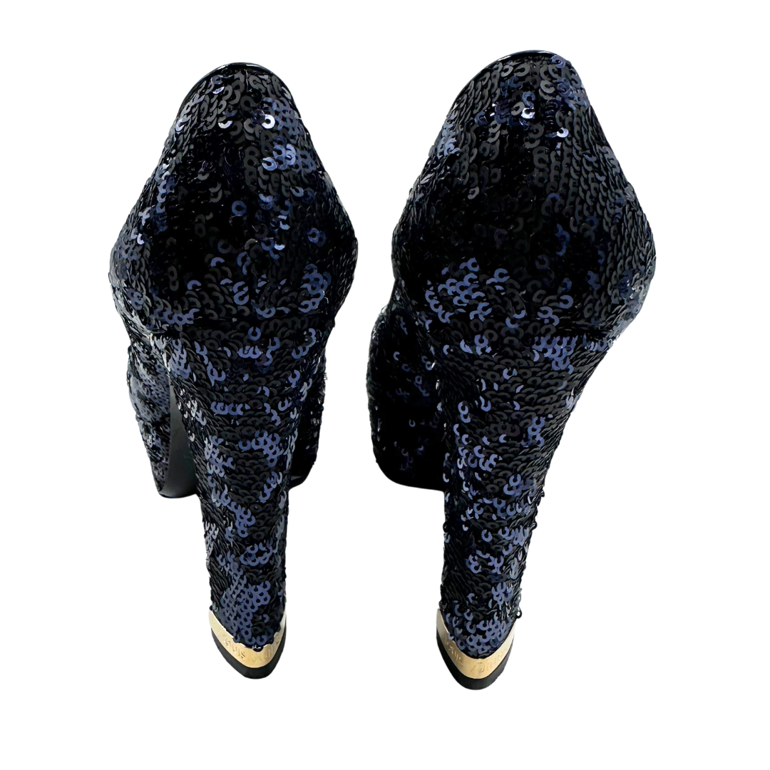 Louis Vuitton 7.5 37.5 Blue Sequins Heels