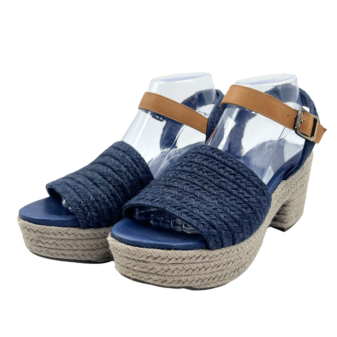 Chocolat Blu 9.5 Navy/Tan Raffia Espadrille