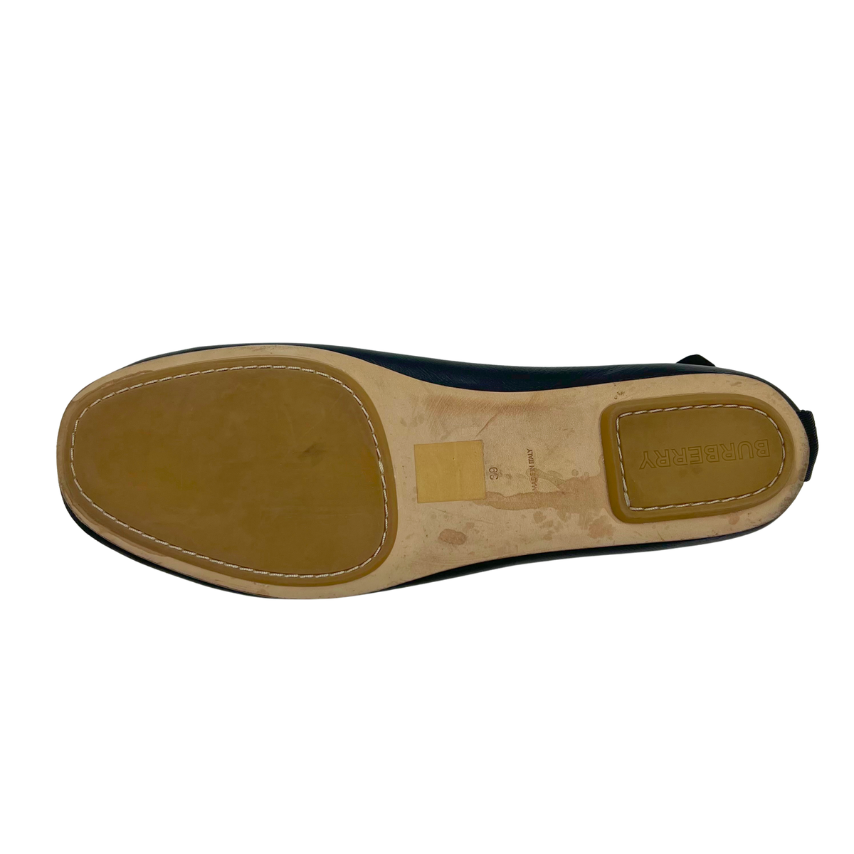Burberry 8 39 Black Leather Ballet Flat