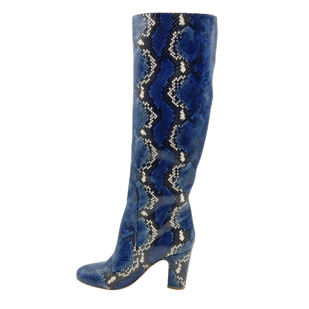 Mavette 10 40 Blue/White Python Skin Boots