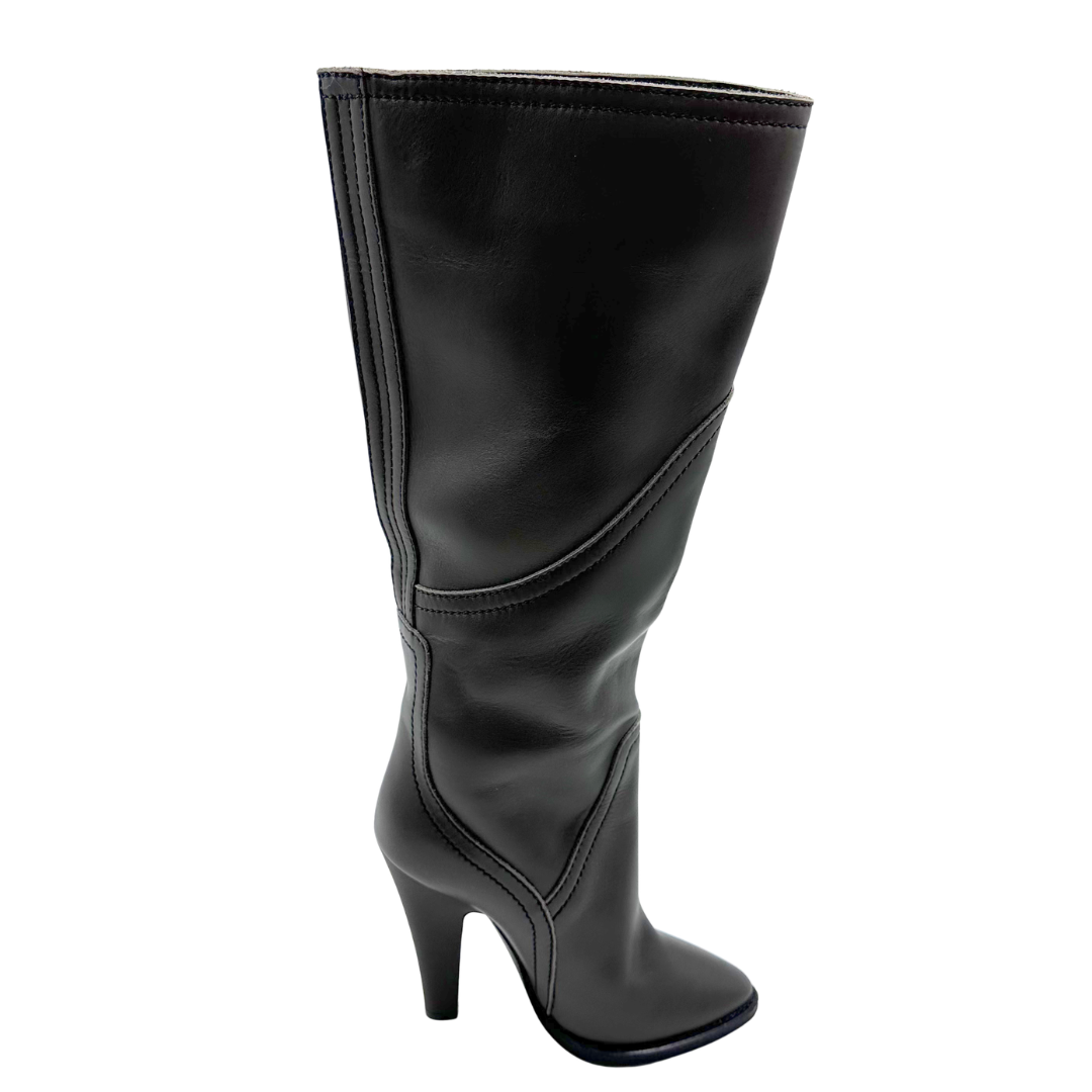 YSL 7.5 37.5 Green Leather Boots