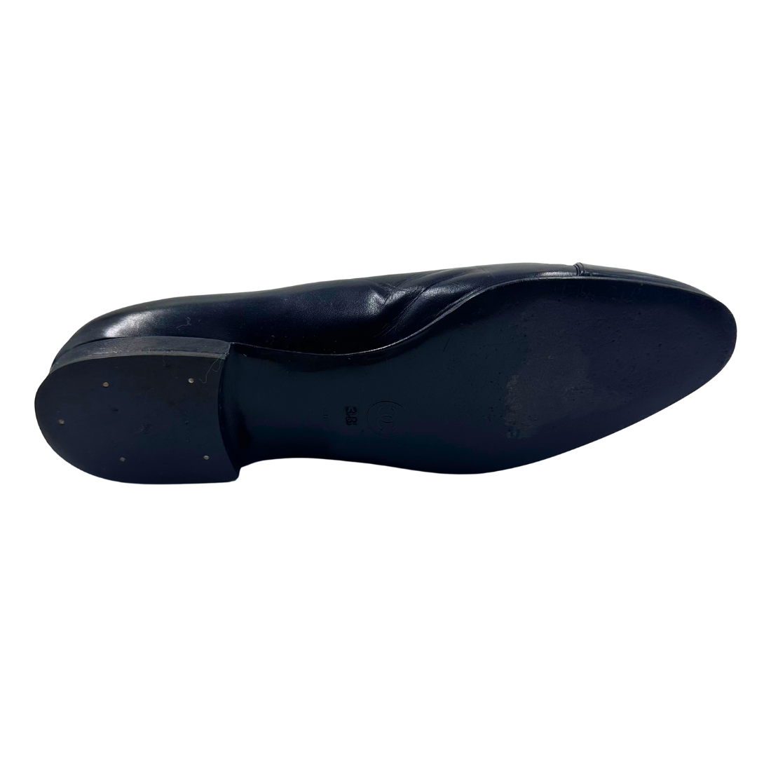 Chanel Black Leather Flats