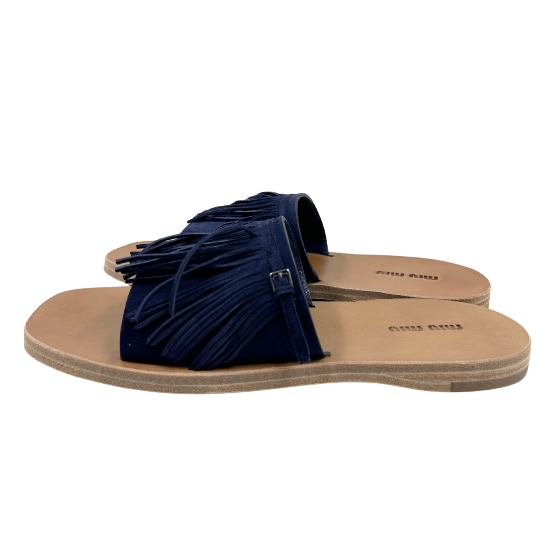 Miu Miu 8 38 Navy Suede Slides