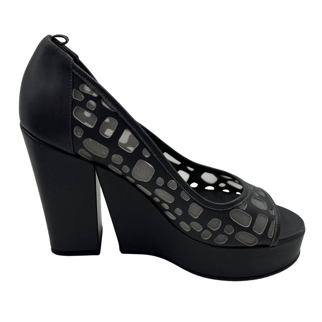 Chanel 38.5 Grey Leather Heels
