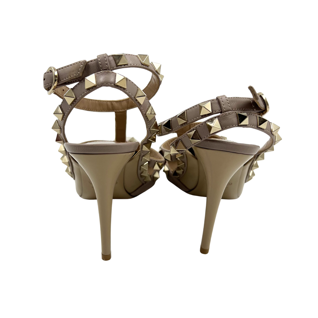 Valentino 6.5/7 37 Tan Patent Leather Heels