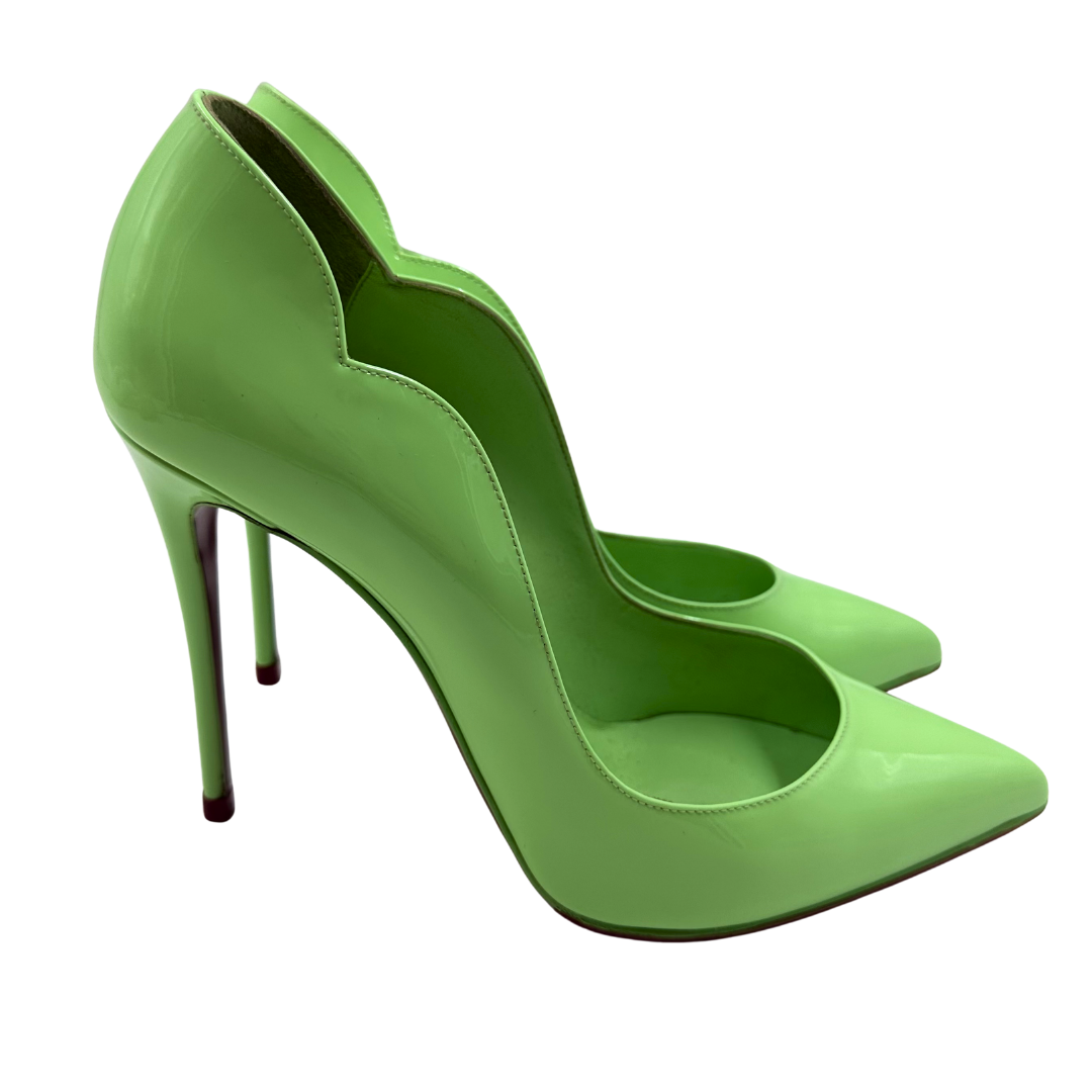 Louboutin 39.5 Lime Green Patent Leather Heels
