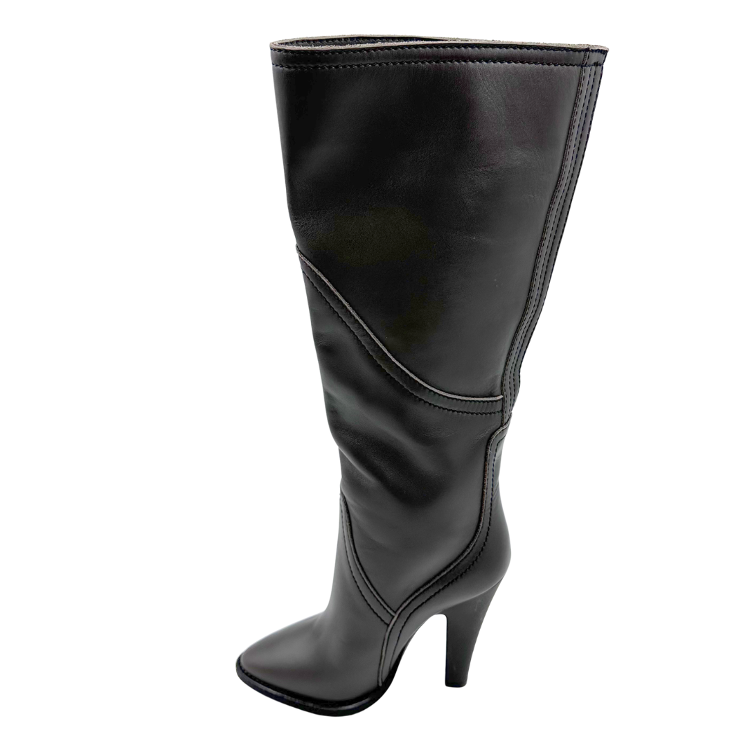 YSL 7.5 37.5 Green Leather Boots