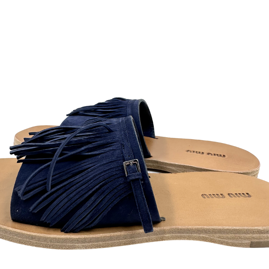 Miu Miu 8 38 Navy Suede Slides
