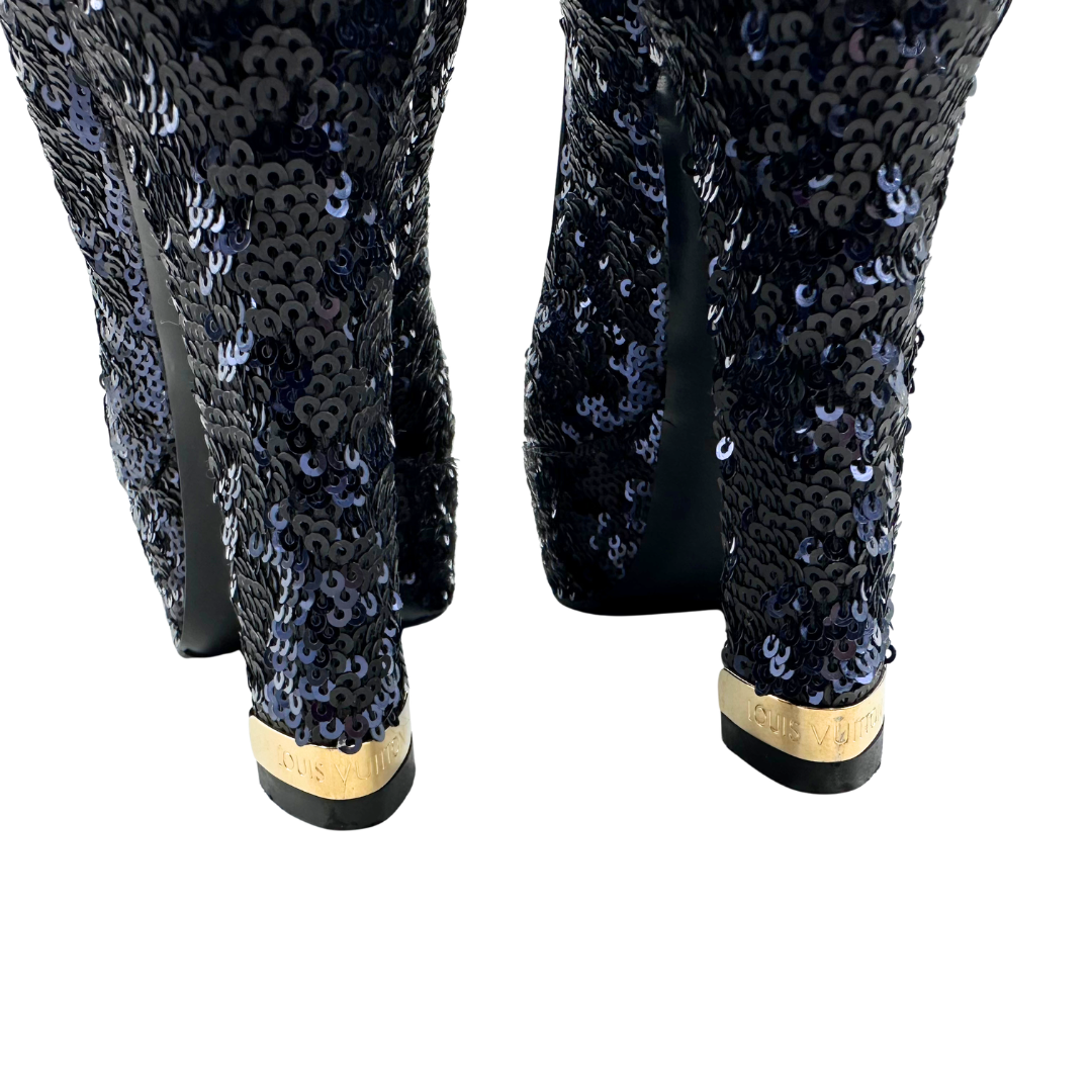 Louis Vuitton 7.5 37.5 Blue Sequins Heels