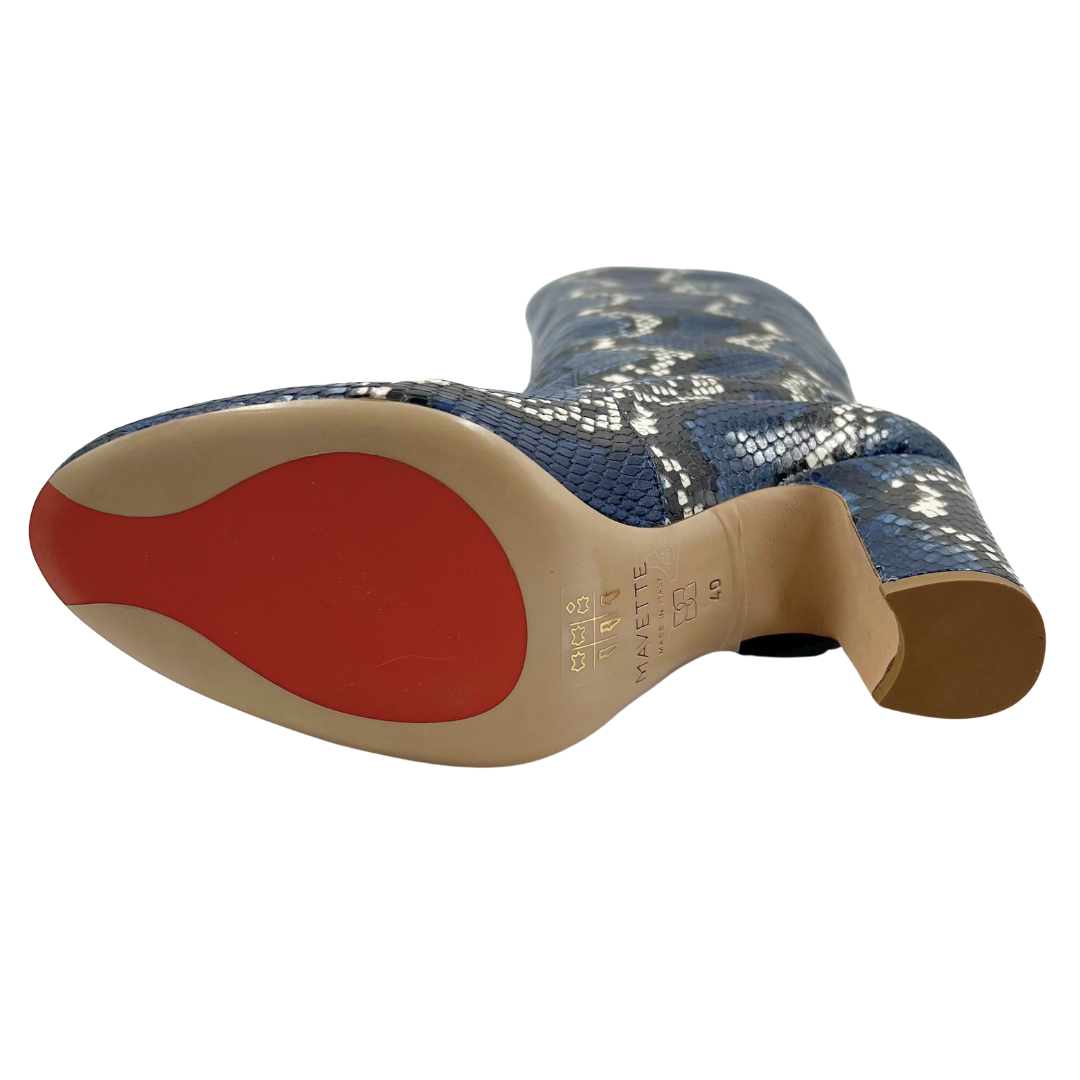 Mavette 10 40 Blue/White Python Skin Boots