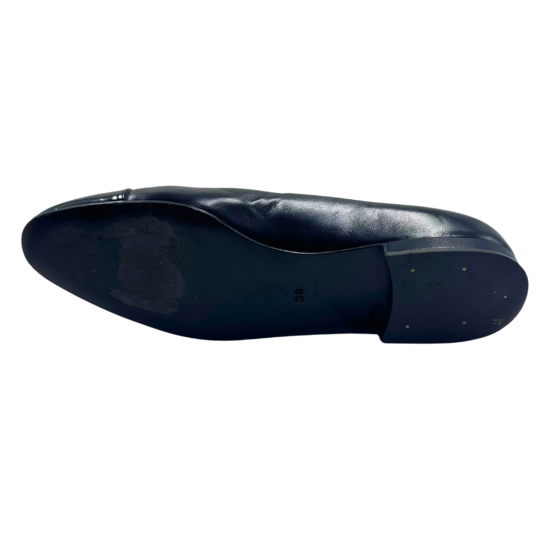Chanel Black Leather Flats
