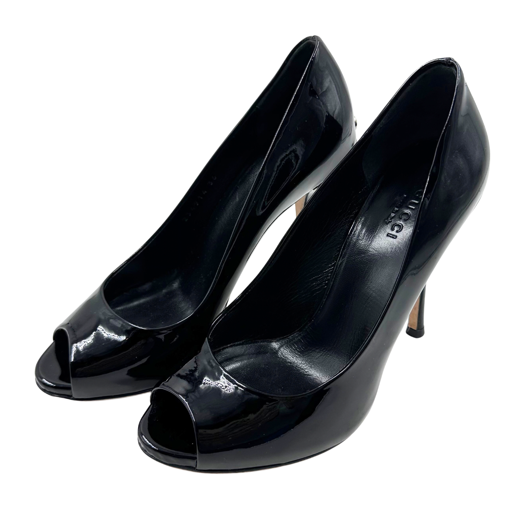 Gucci 5.5/6 36 Black Patent Leather Heels