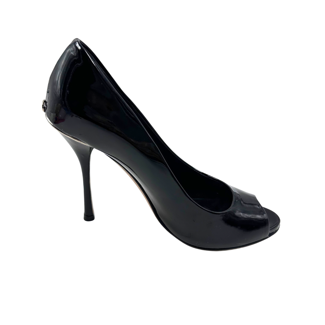Gucci 5.5/6 36 Black Patent Leather Heels