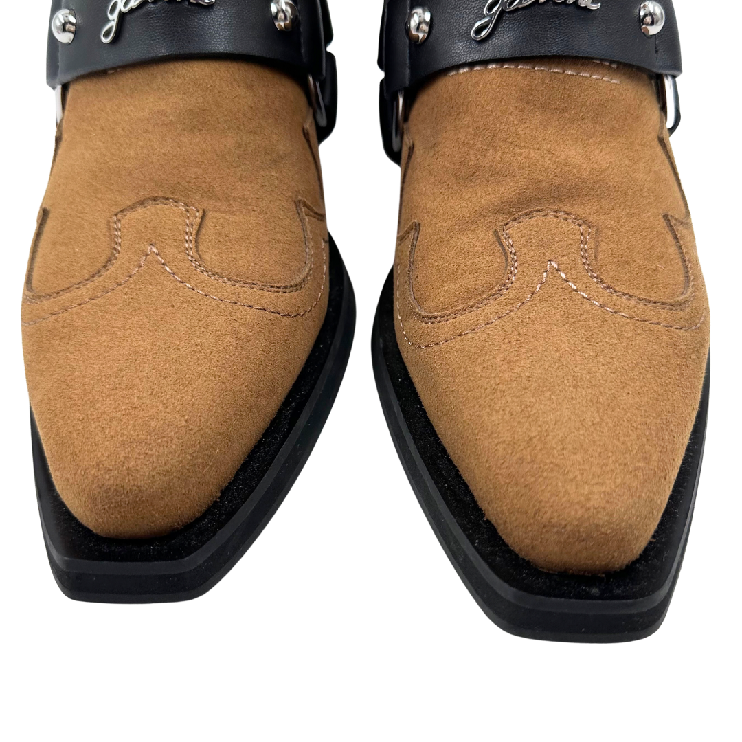Ganni 9 Cognac Suede Booties