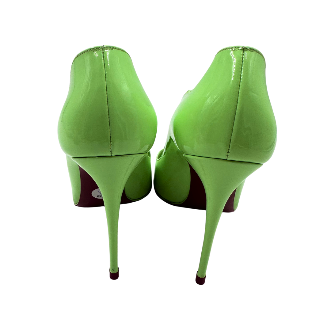 Louboutin 39.5 Lime Green Patent Leather Heels