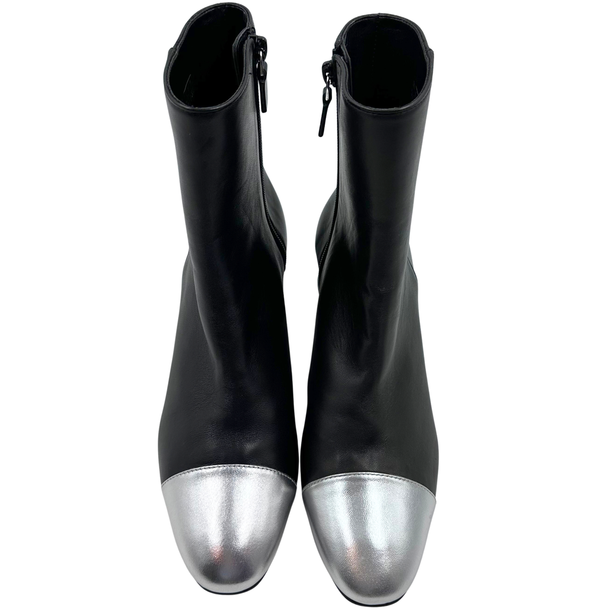 Stuart Weitzman 8.5 Black/Silver Leather Booties