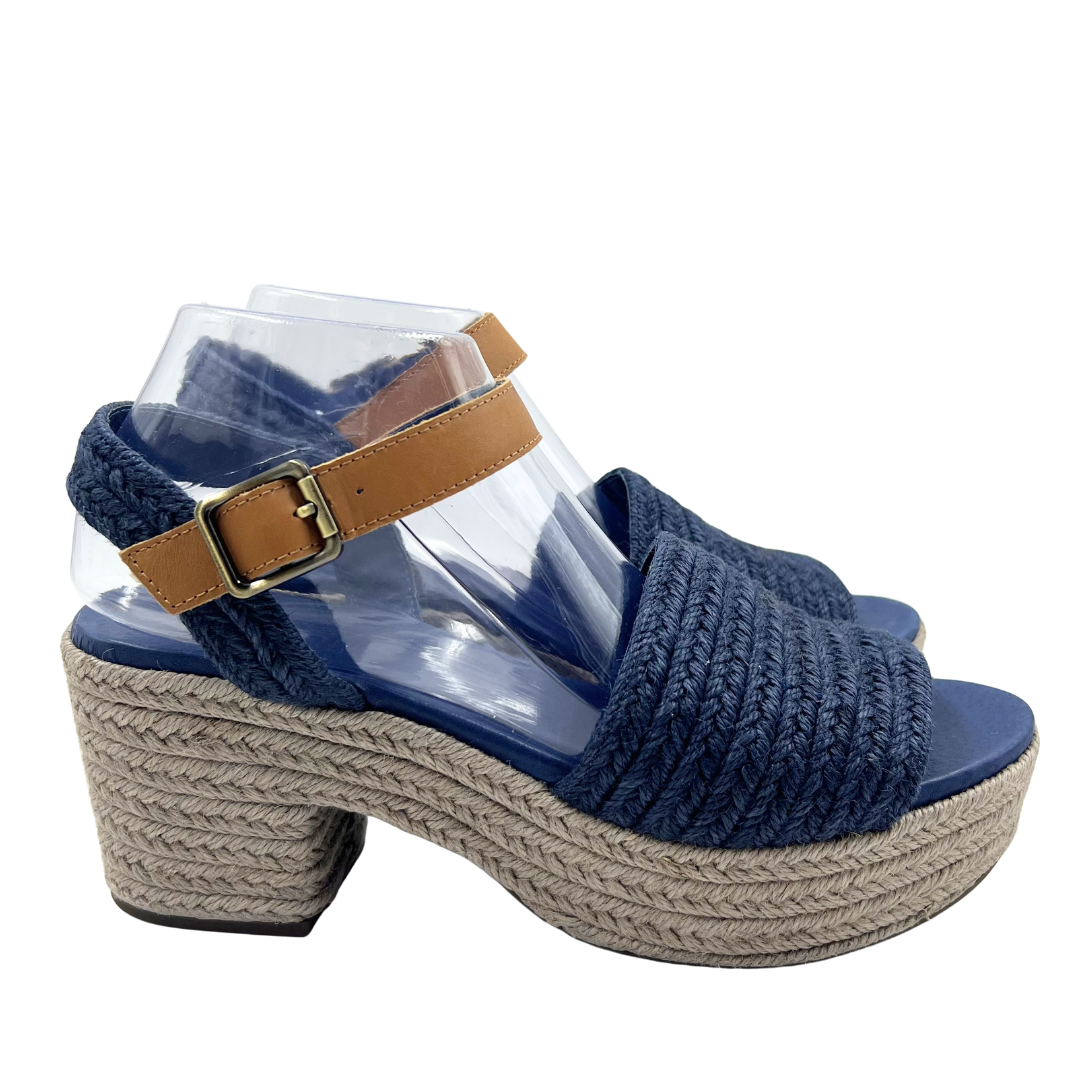 Chocolat Blu 9.5 Navy/Tan Raffia Espadrille
