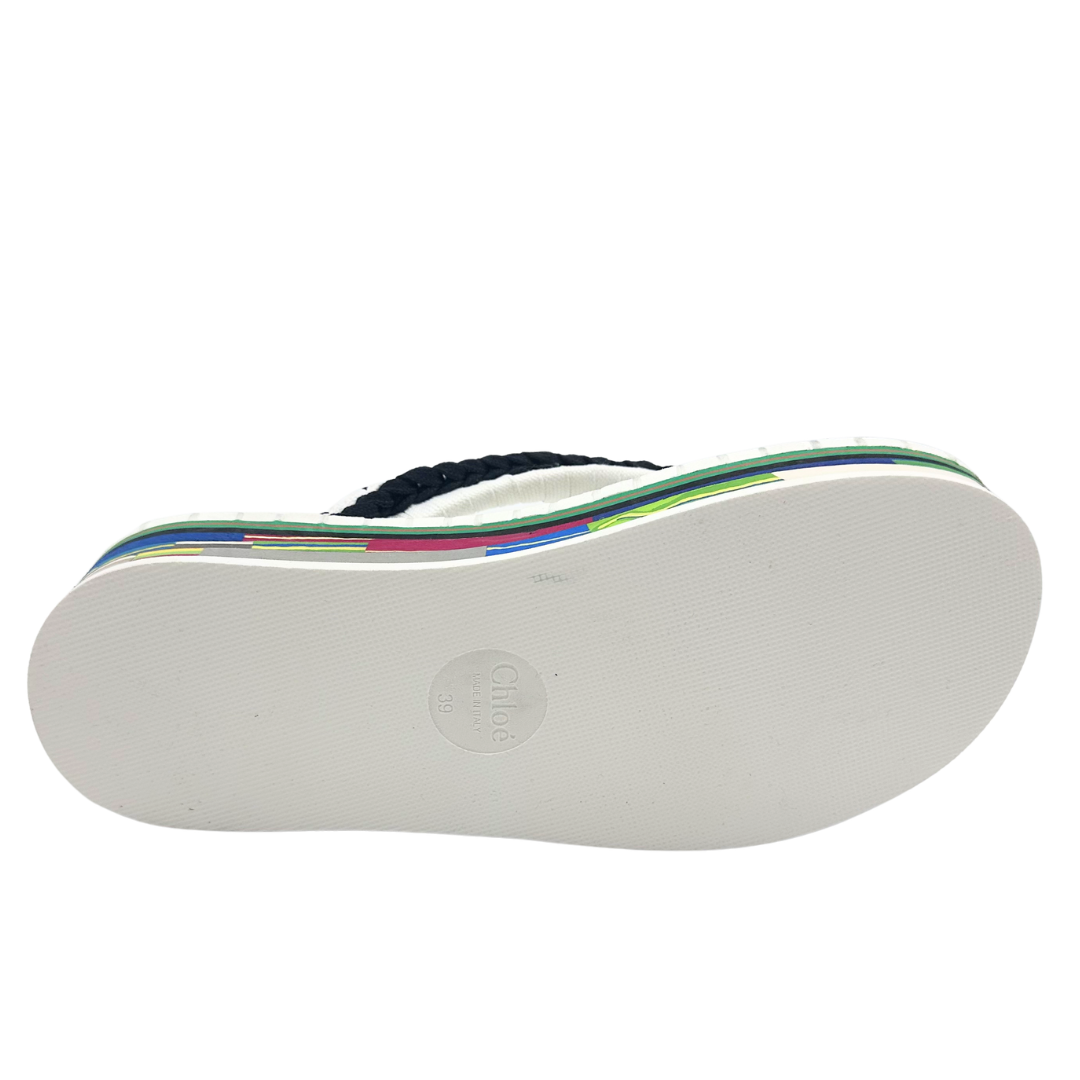 Chloe 39 white/multi Lou Woven Strap Flip Flops