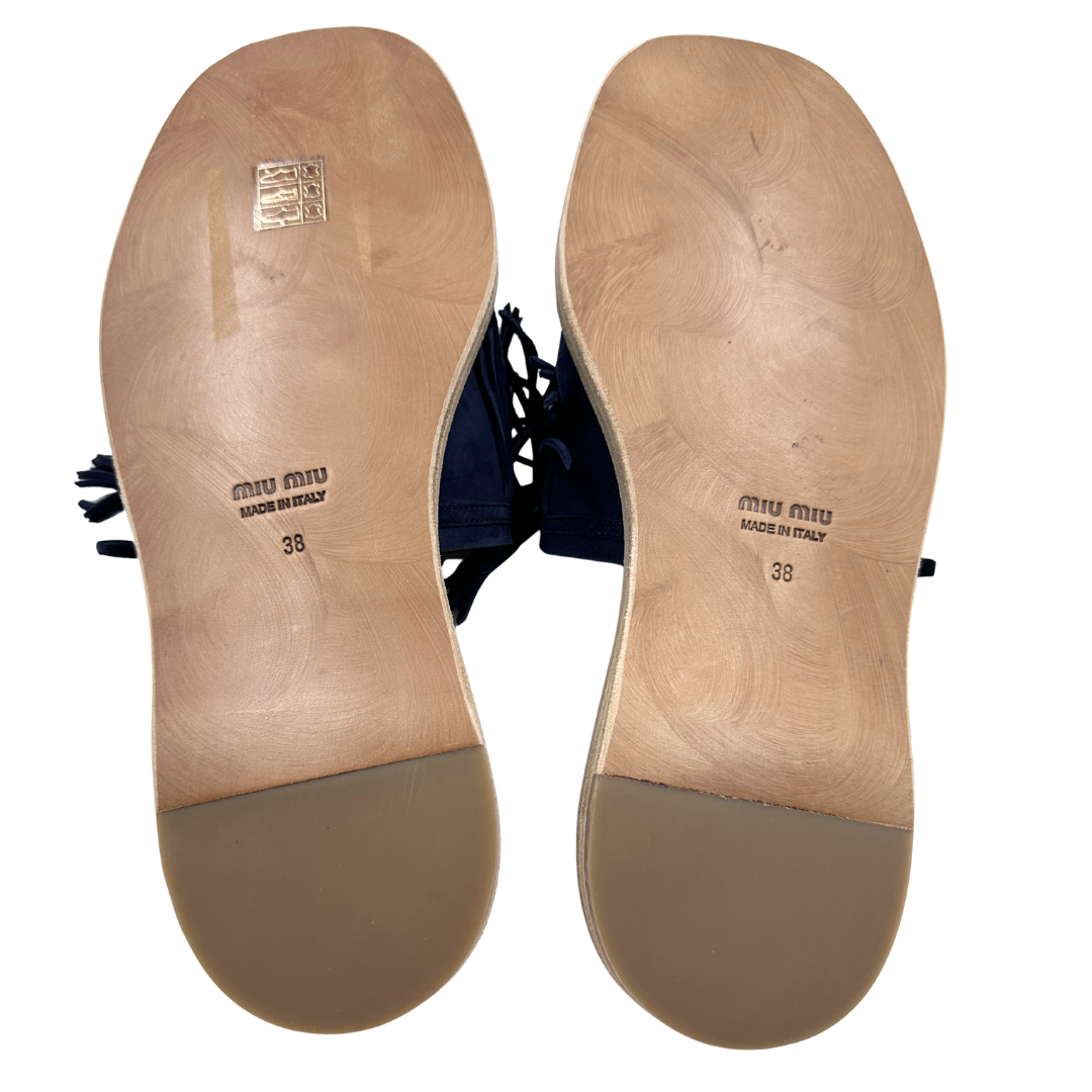 Miu Miu 8 38 Navy Suede Slides