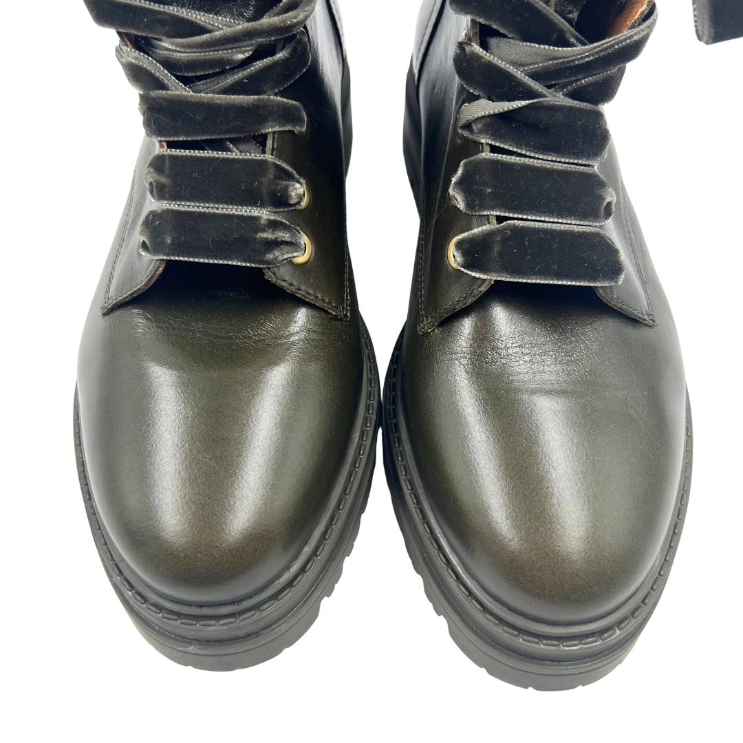 Sezane 40 Olive Combat Boots