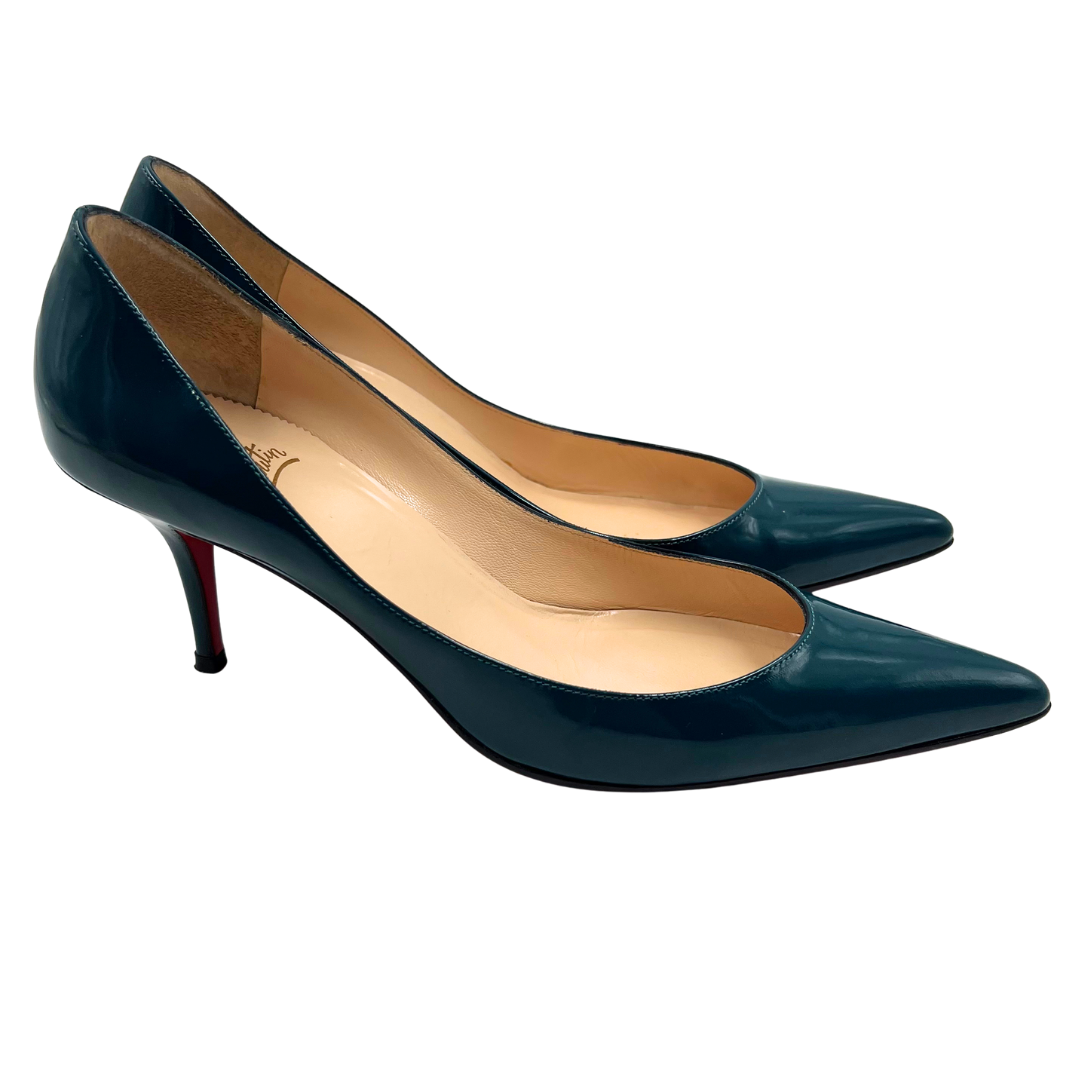 Christian Louboutin 8.5 39.5 Teal Leather Pumps