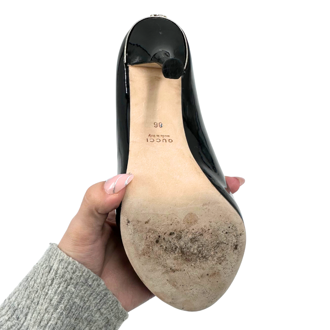 Gucci 5.5/6 36 Black Patent Leather Heels