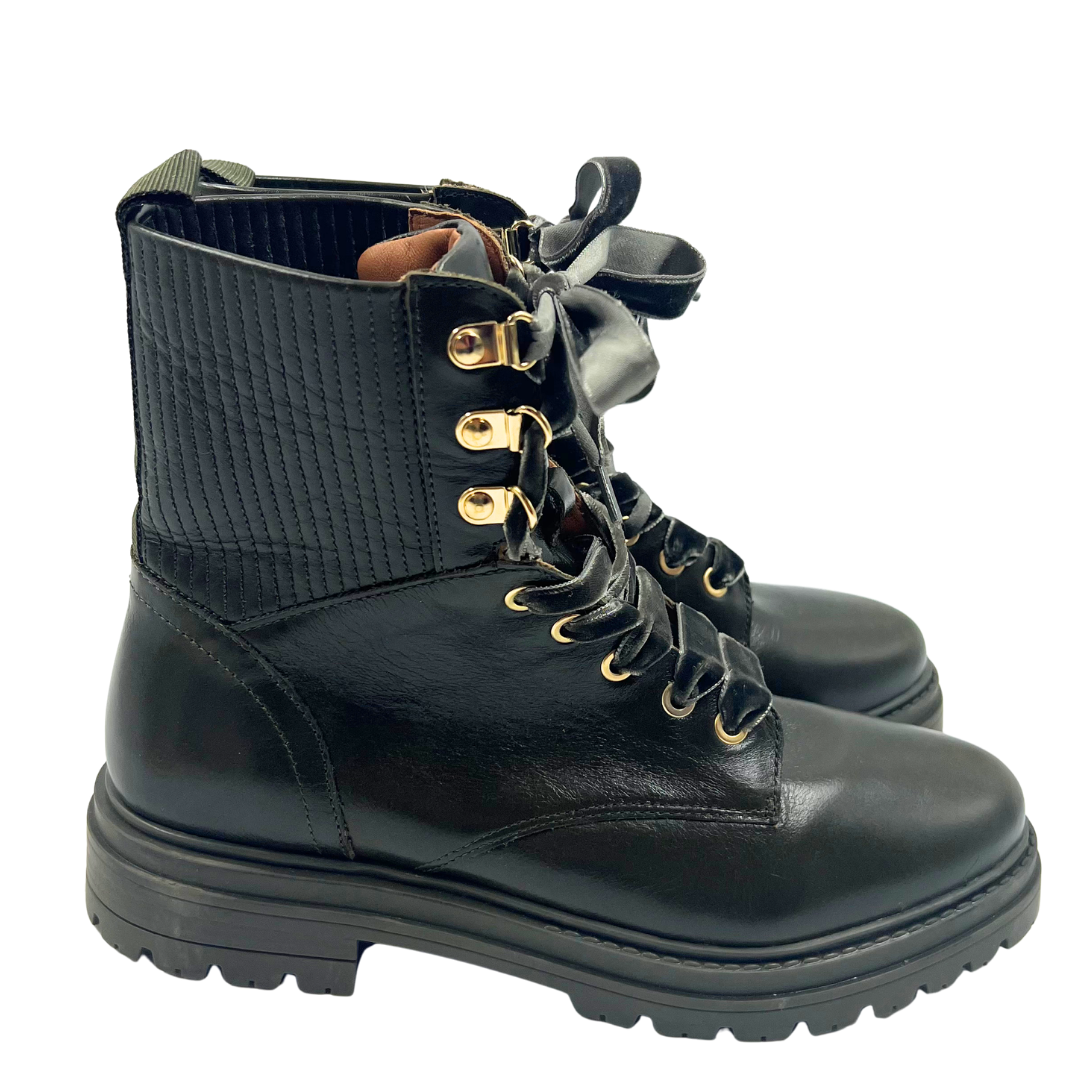 Sezane 40 Olive Combat Boots