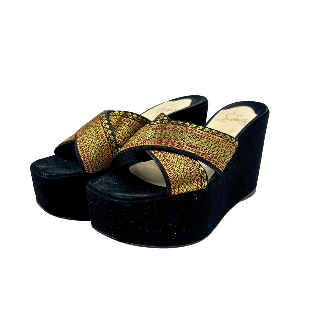 Louboutin 37.5 Black Sandals