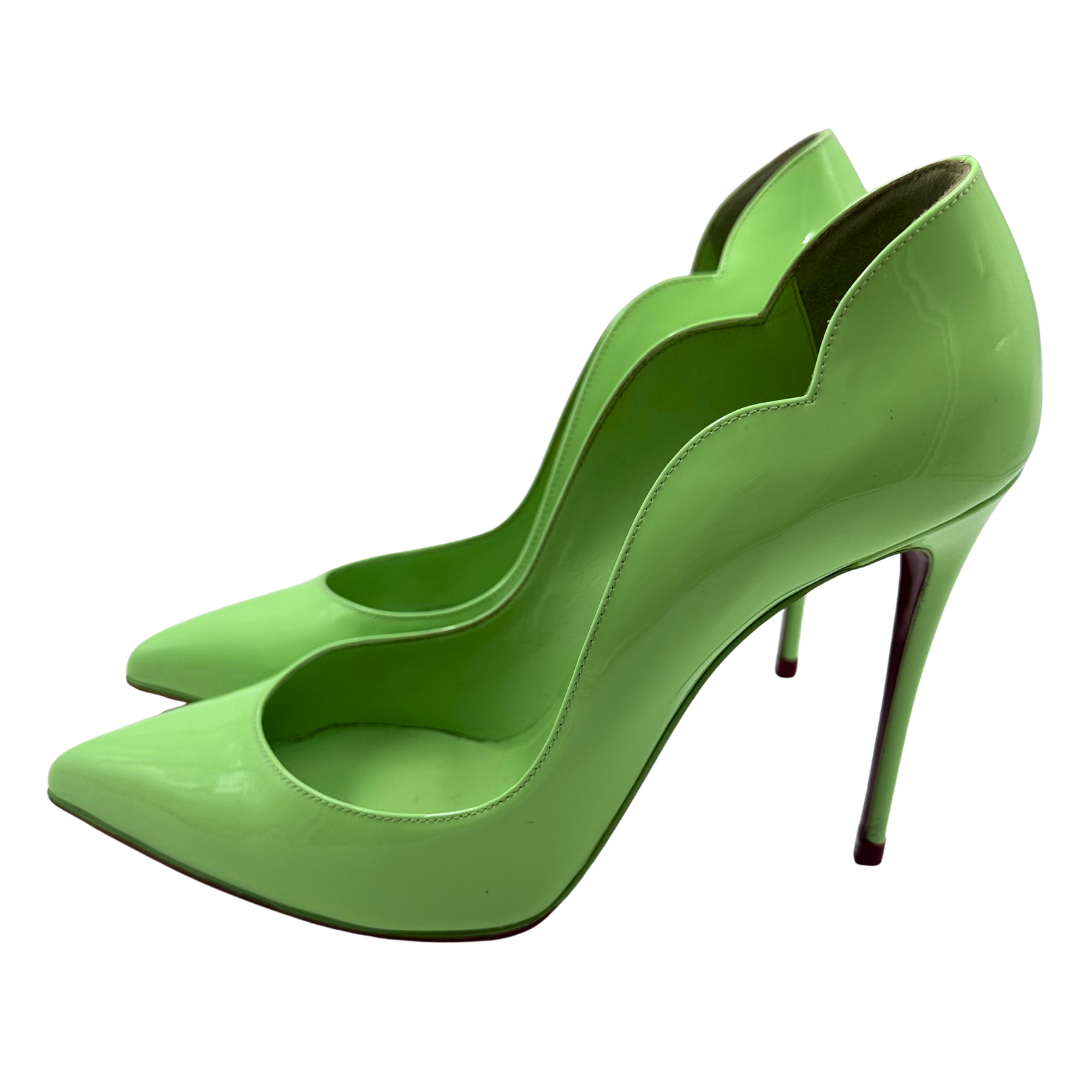 Louboutin 39.5 Lime Green Patent Leather Heels